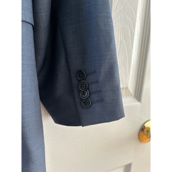 Ermenegildo Zegna x Saks Wool Steel Blue Slim fit Blazer 42L - Picture 4 of 9